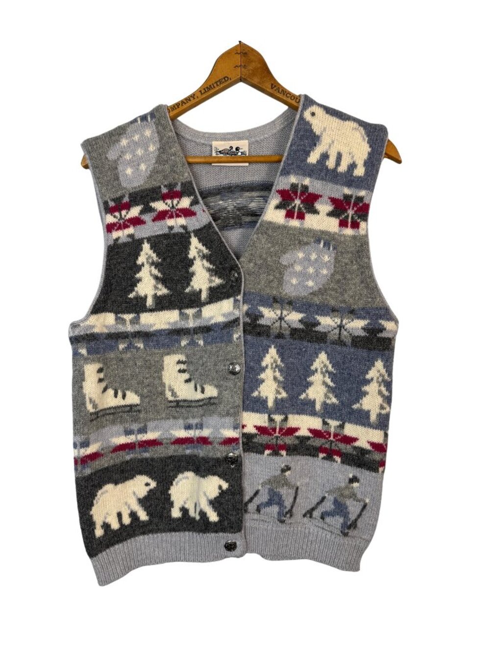 Vintage 90 Wool Sweater Vest Light Blue Cabincore Knit Vest Winter Knit
